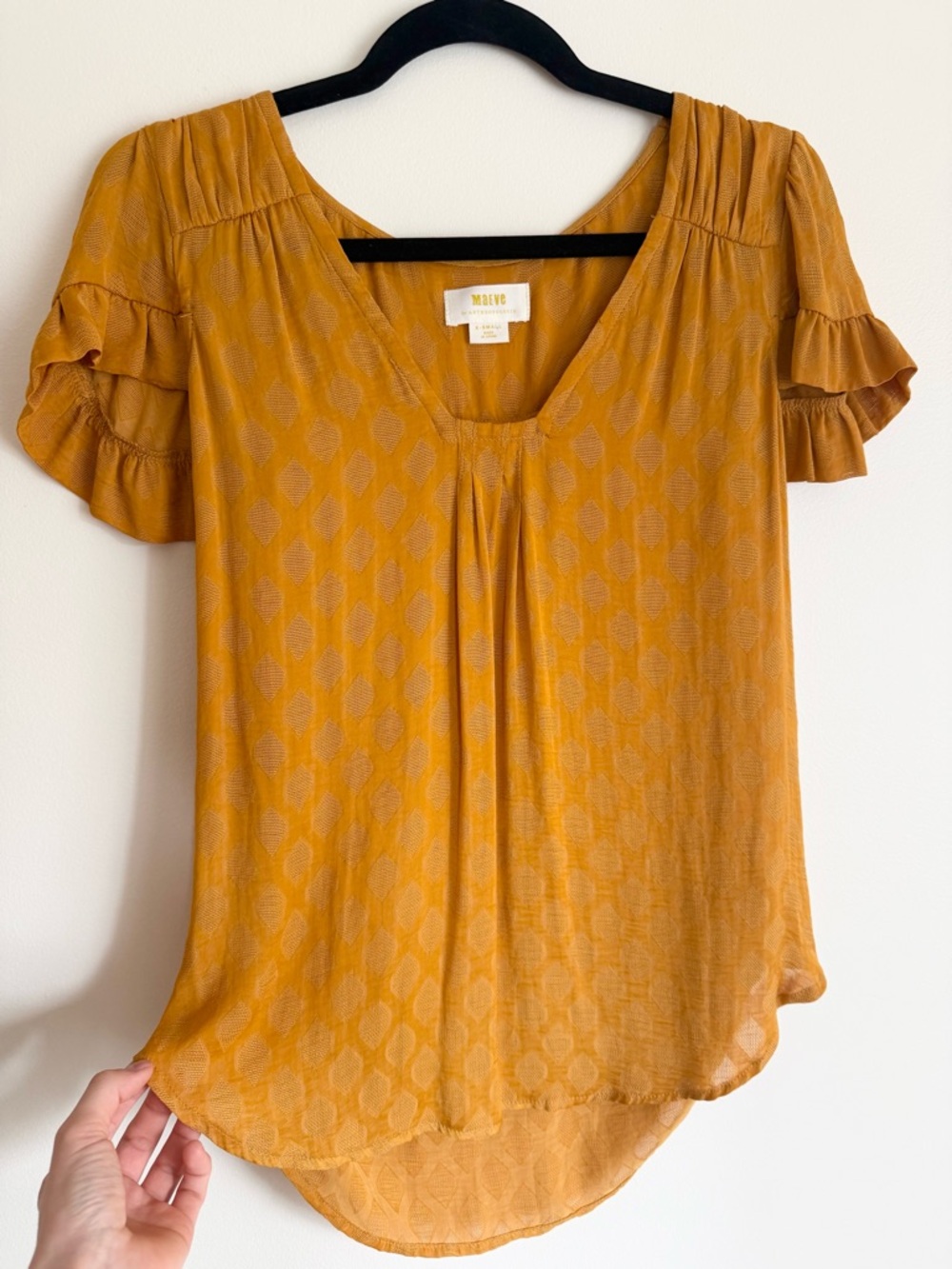 Maeve Unique Yellow Printed Top (Could fit size S!)